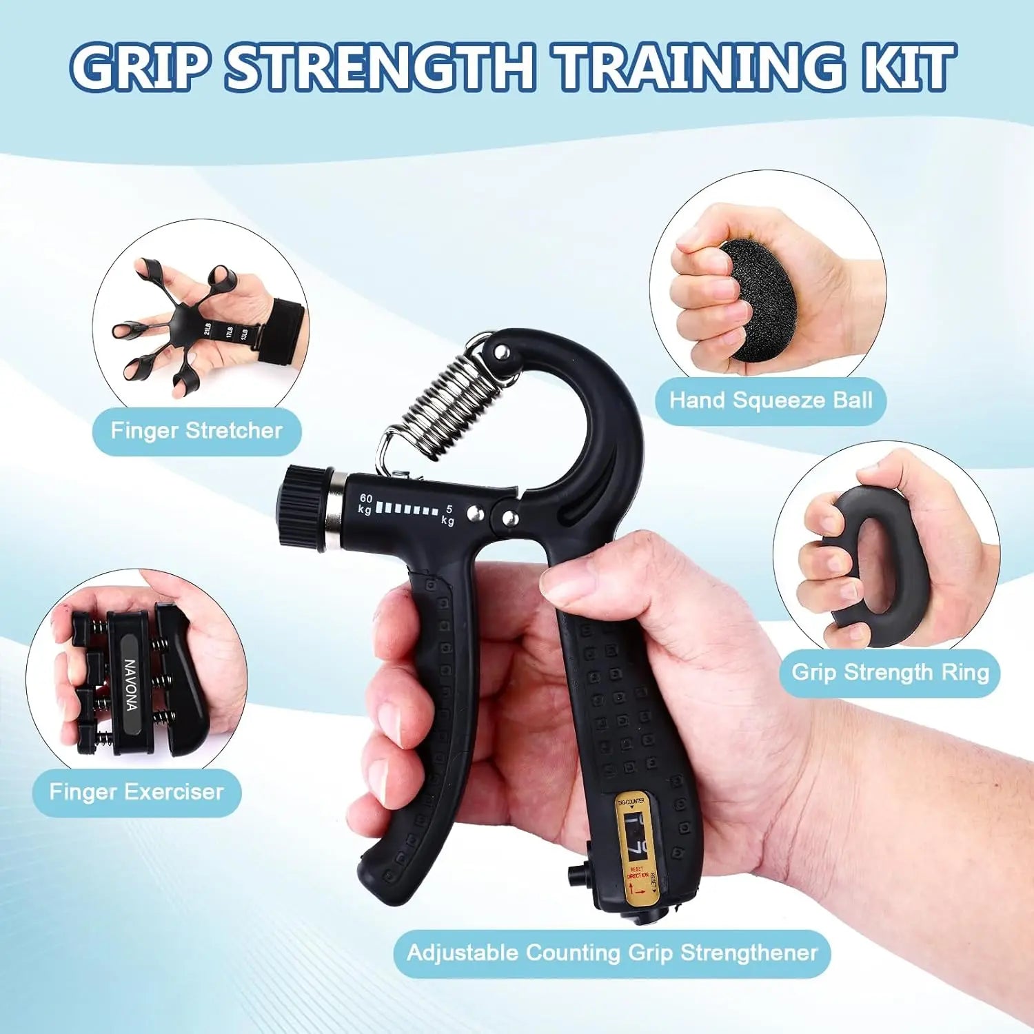 Grip Trainer Kit – Adjustable Hand & Finger Exercisers