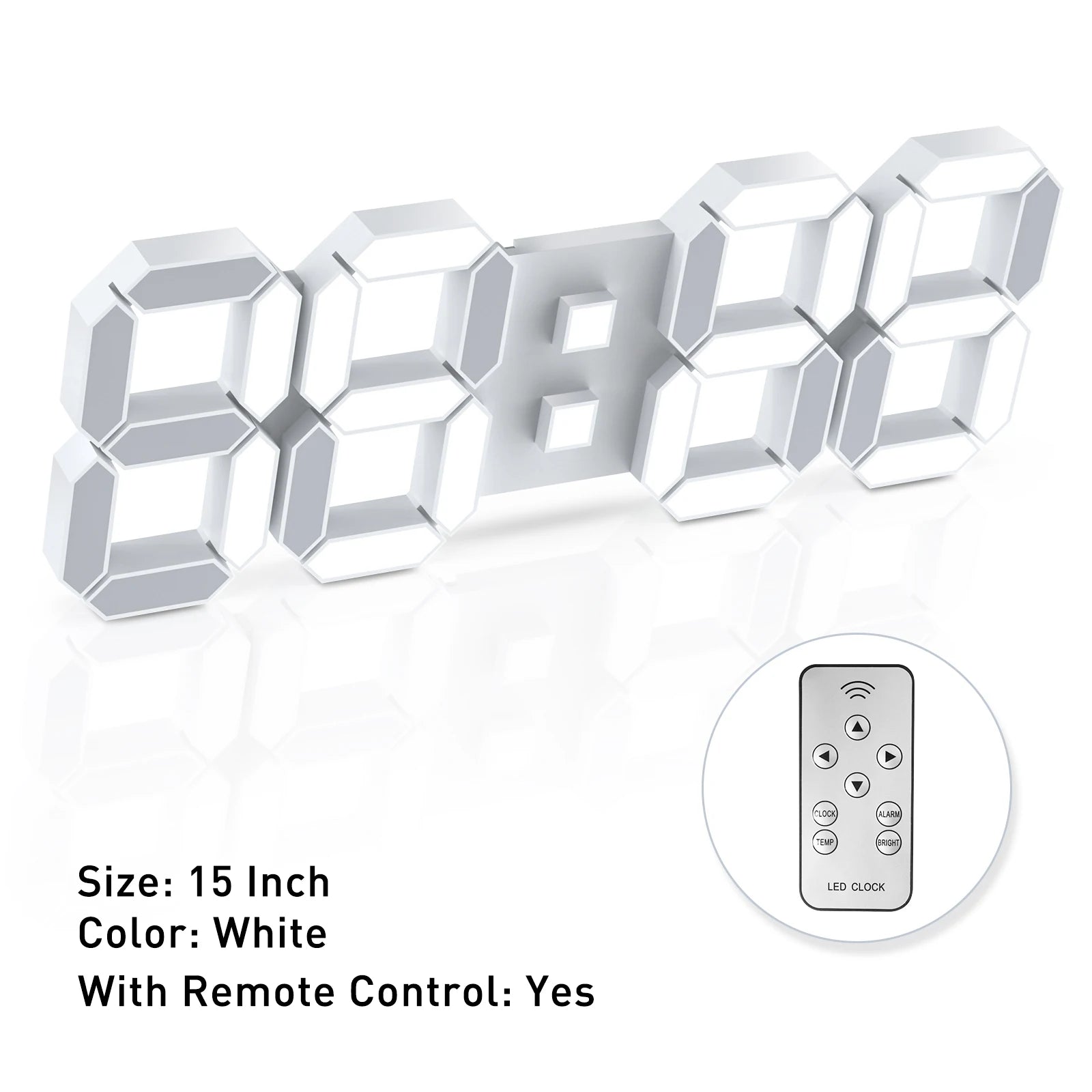 3D LED Digital Wall Clock with Remote & Alarm