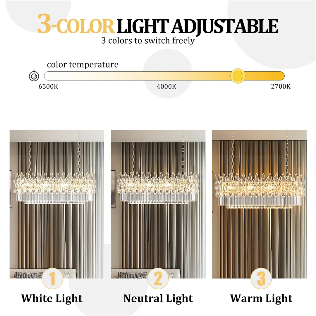 LUVODI Luxury Rectangle Crystal Raindrop Chandelier