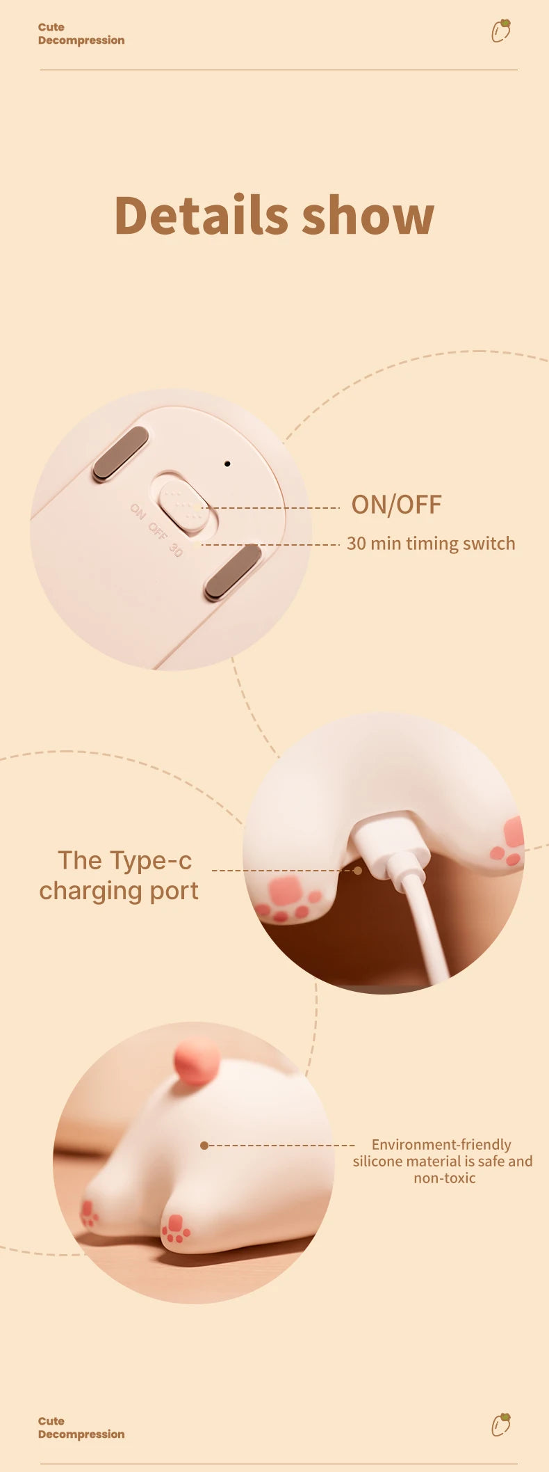 Cute Rabbit Night Light – Soft Silicone, Touch Control