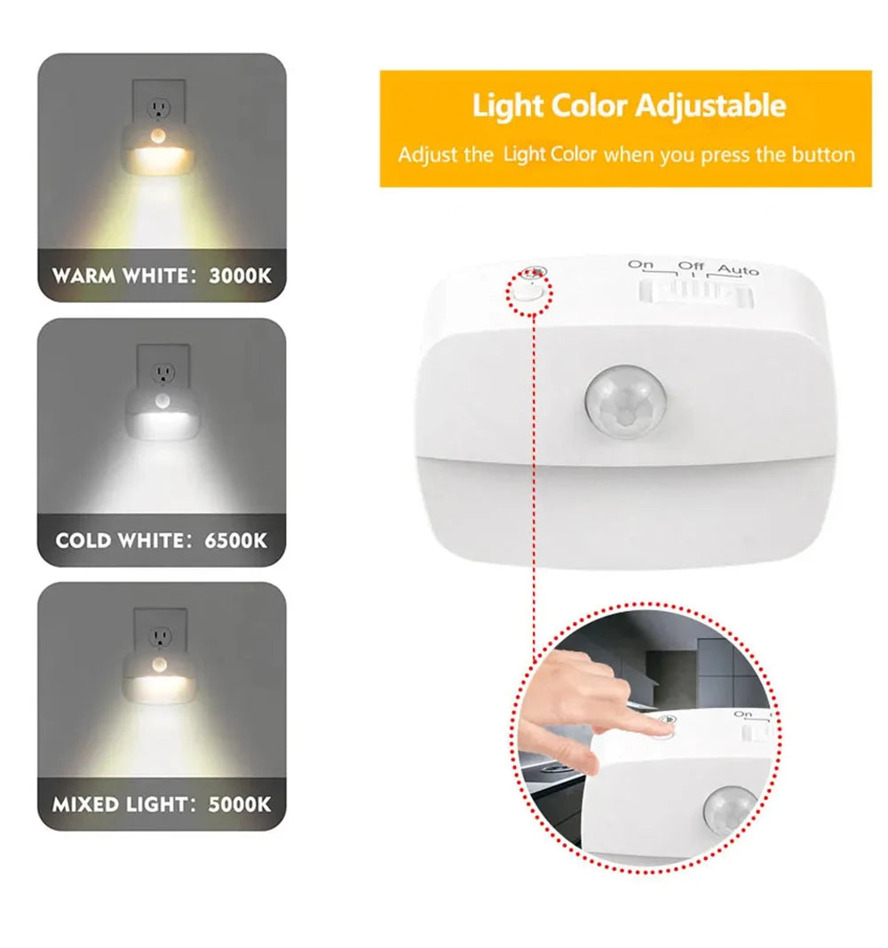 LED Motion Sensor Night Light – EU Plug, 220V Wall Lamp