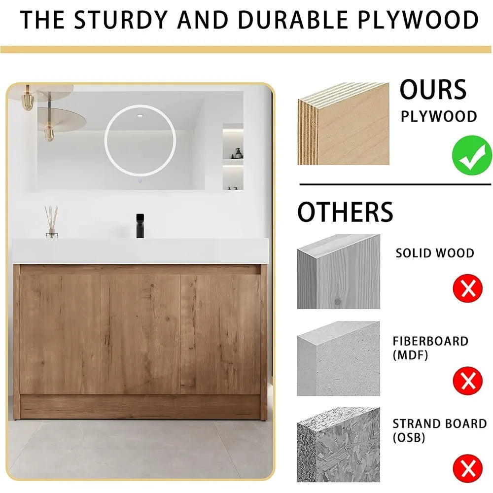 48" Freestanding Bathroom Vanity with Single Sink & Cabinet