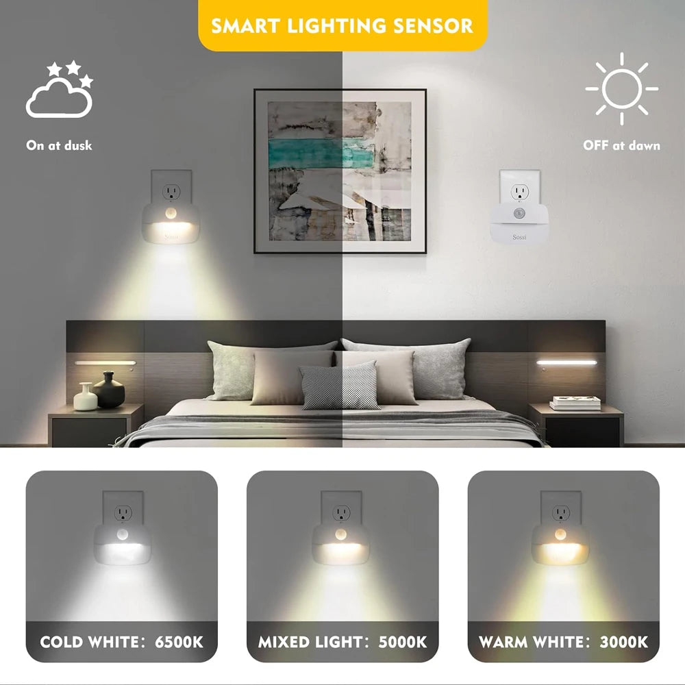LED Motion Sensor Night Light – EU Plug, 220V Wall Lamp