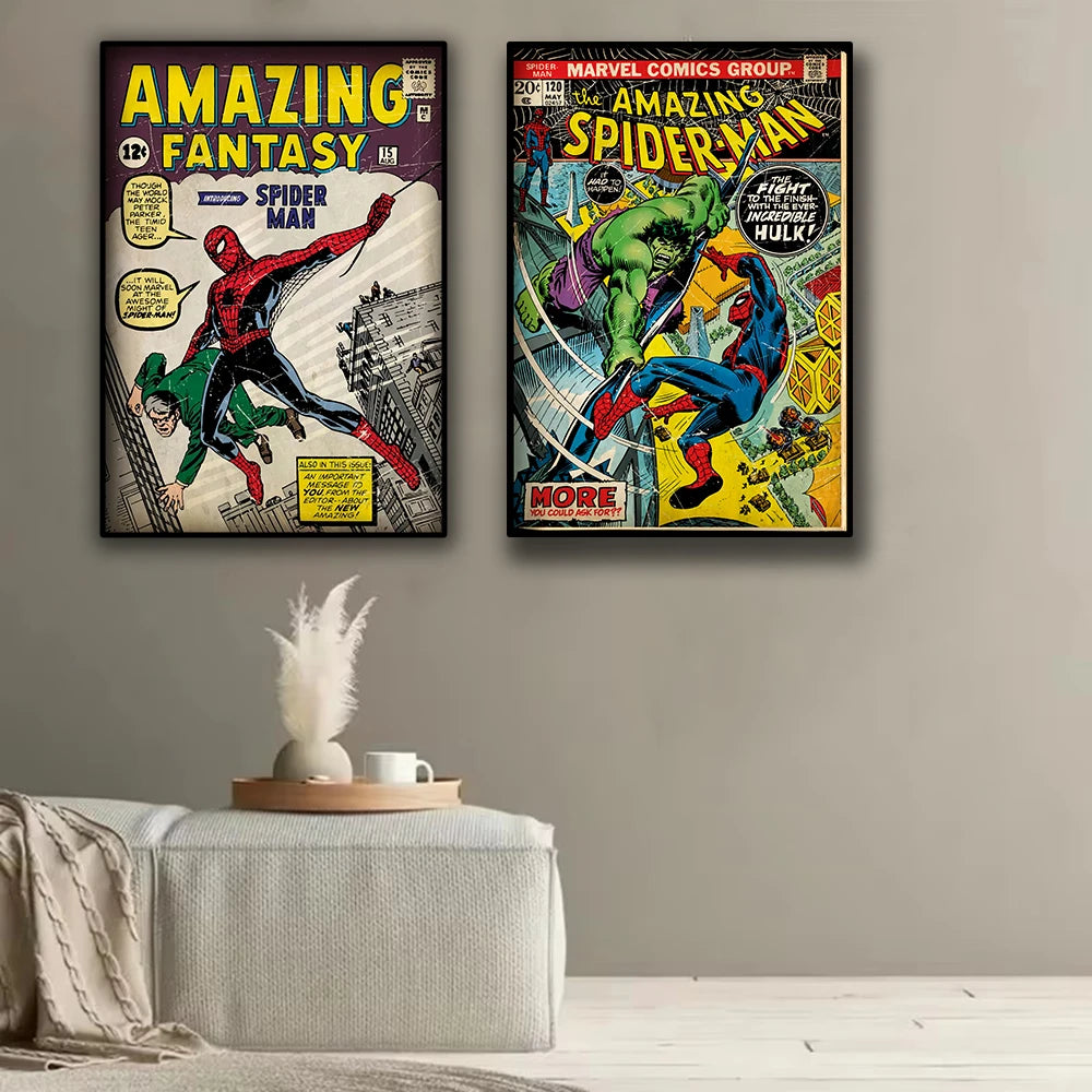 Retro Marvel Spider-Man Wall Art – Superhero Poster for Kids