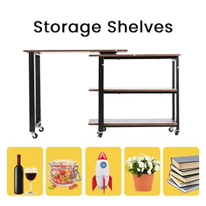 3-Tier 360° Rotating Bookcase Side Table with Wheels