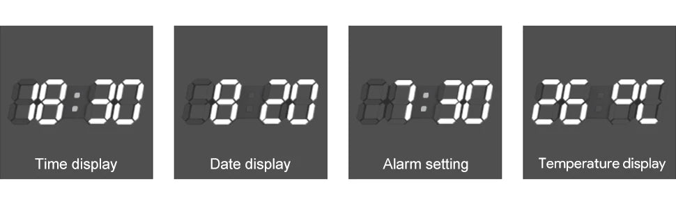 3D LED Digital Wall Clock with Remote & Alarm