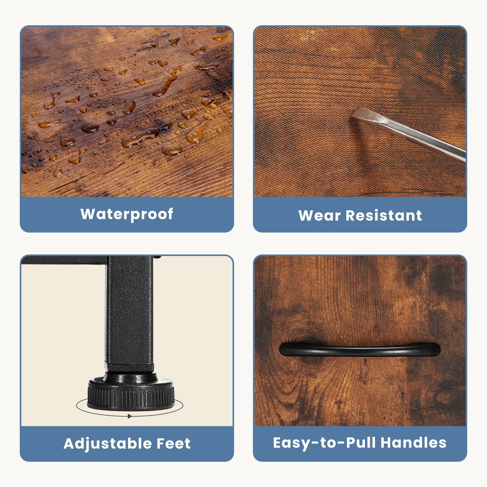 JHK Fireplace TV Stand with 5 Fabric Drawer Storage