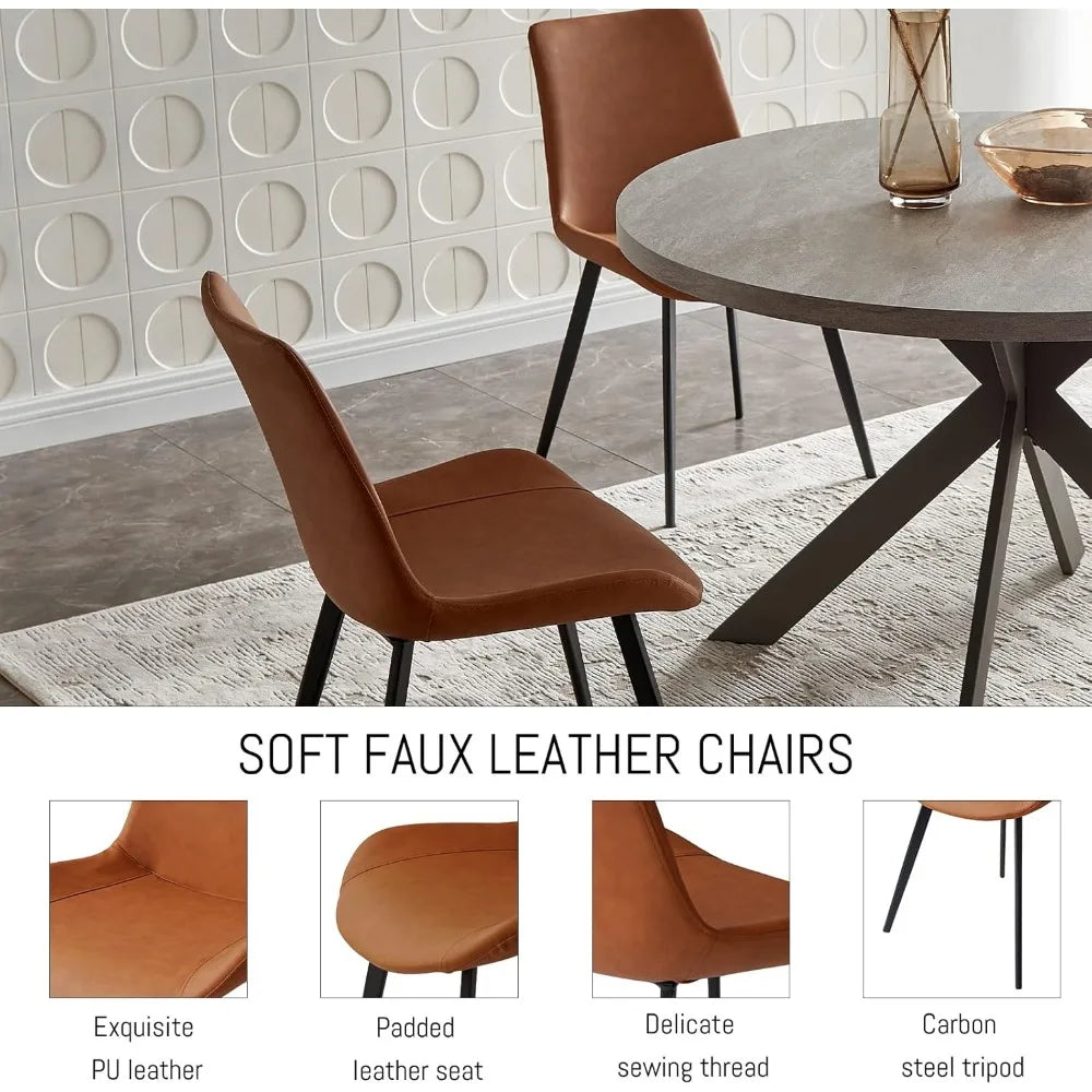 47" Mid-Century Modern Round Dining Table for 4–6