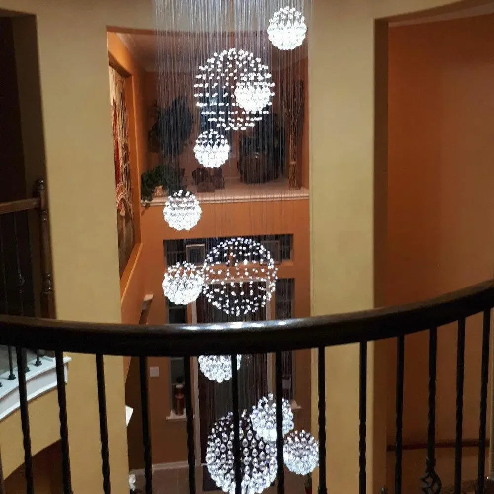 Luxury Crystal Spiral Raindrop LED Chandelier 31.5"