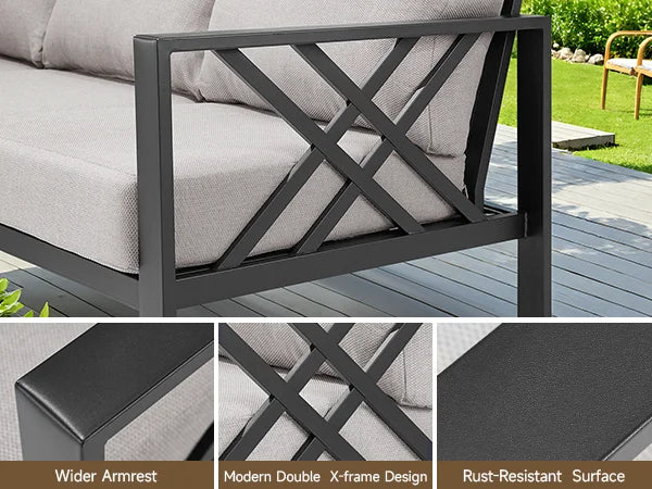 6-Piece Outdoor Patio Furniture Set with Coffee Table