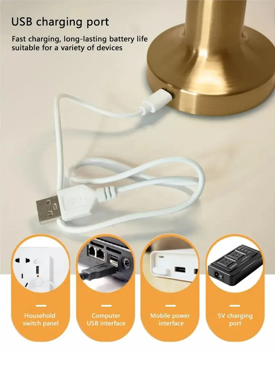 Rechargeable LED Touch Retro Metal Table Lamp