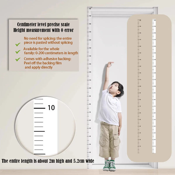 Self-Adhesive Height Chart Wall Sticker – 0-200cm Waterproof