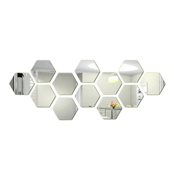 3D Hexagon Mirror Wall Stickers – Rose Gold DIY Set