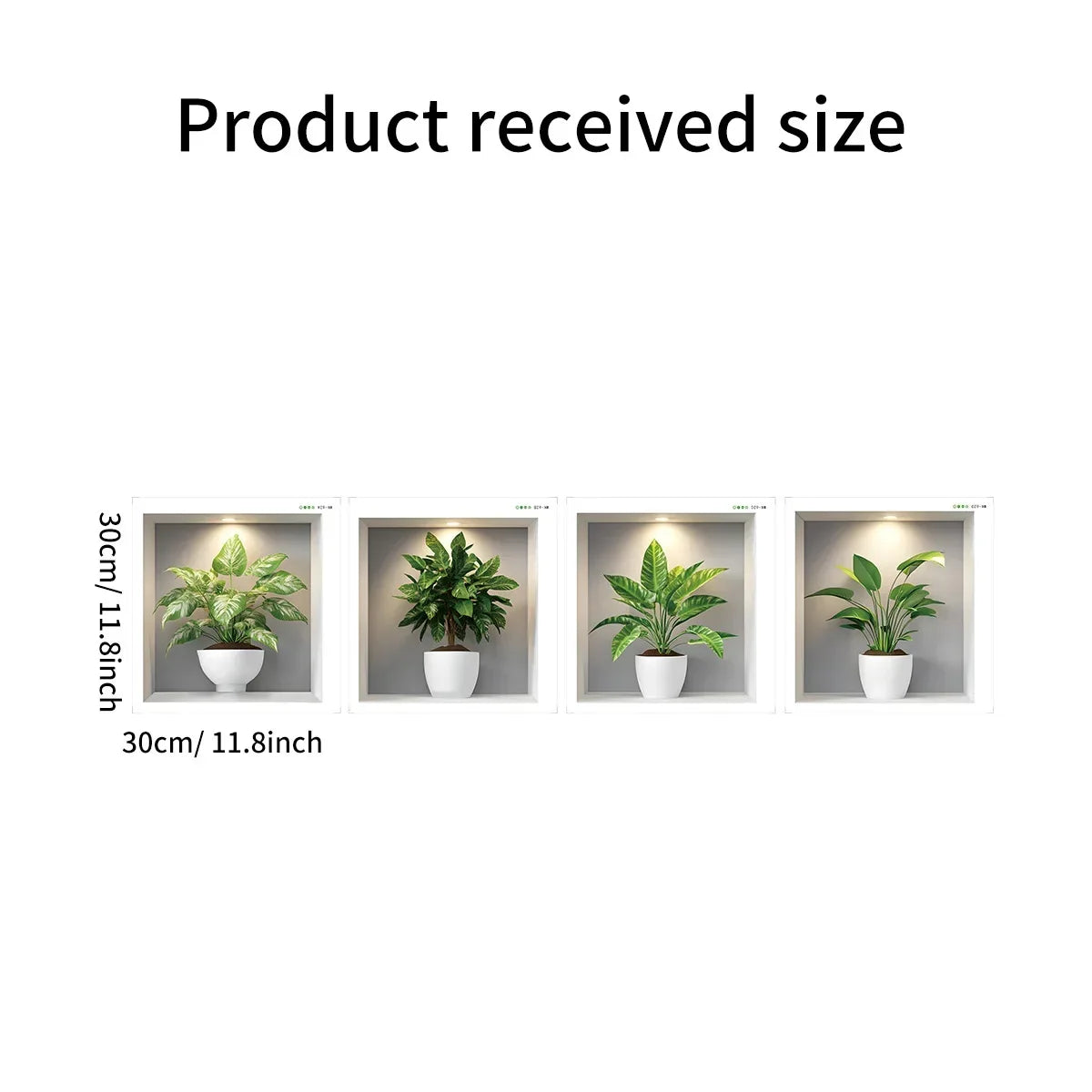 Tropical Green Plant Wall Stickers – 4PCS Removable Décor