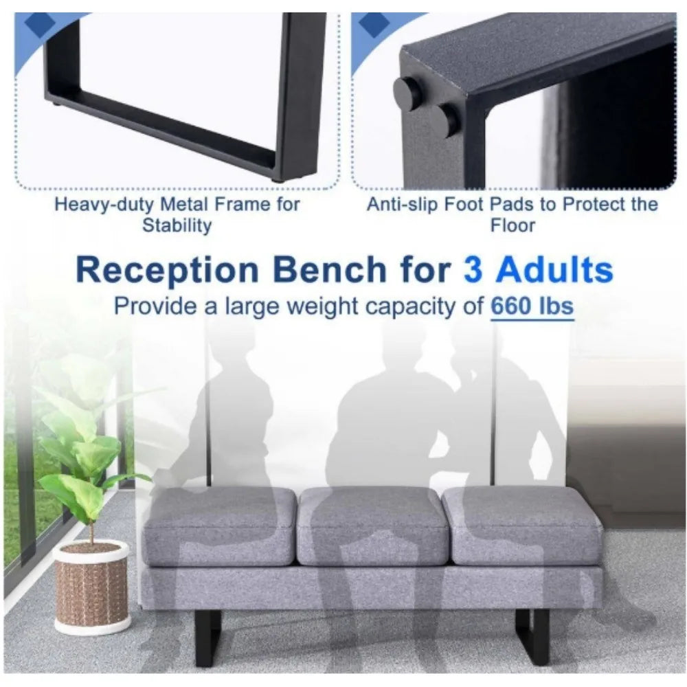 Modern Gray 59" Bedroom Bench Without Back