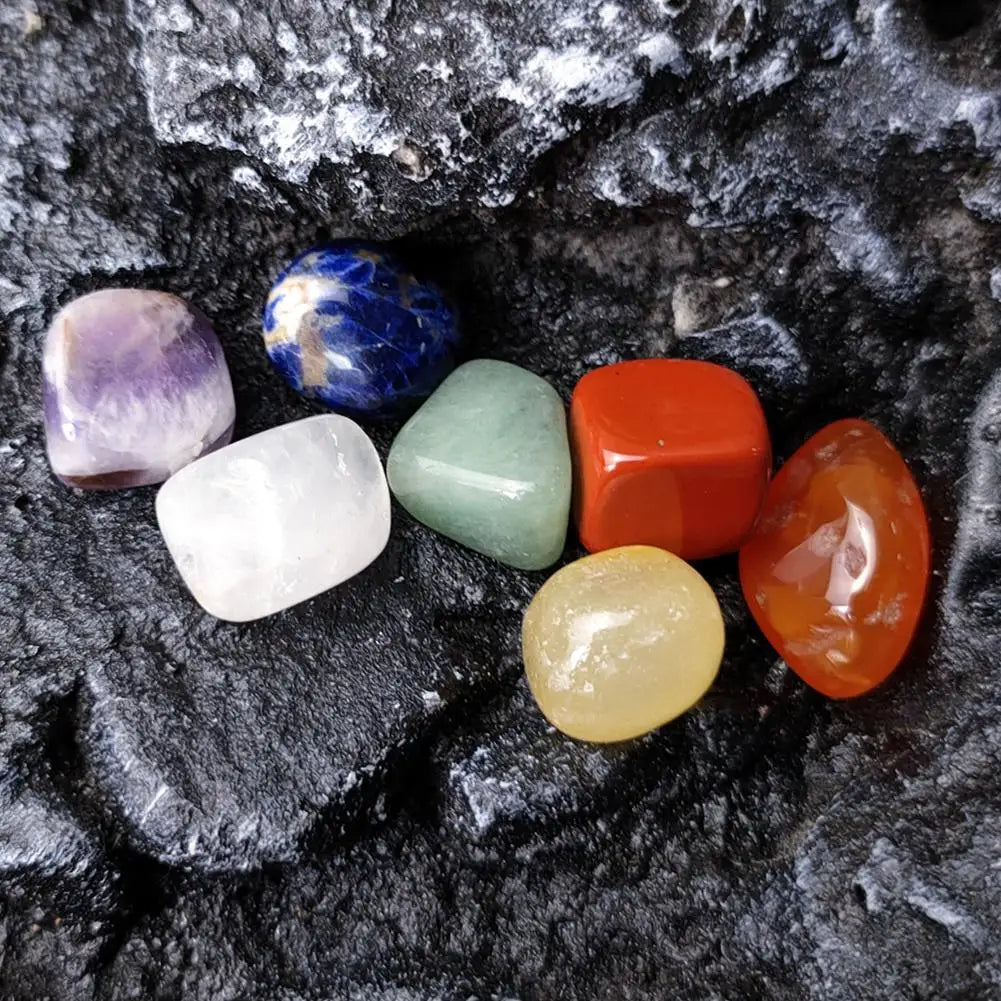 Natural Crystal Gemstone Set – Healing Quartz Chakra Stones with Gift Box