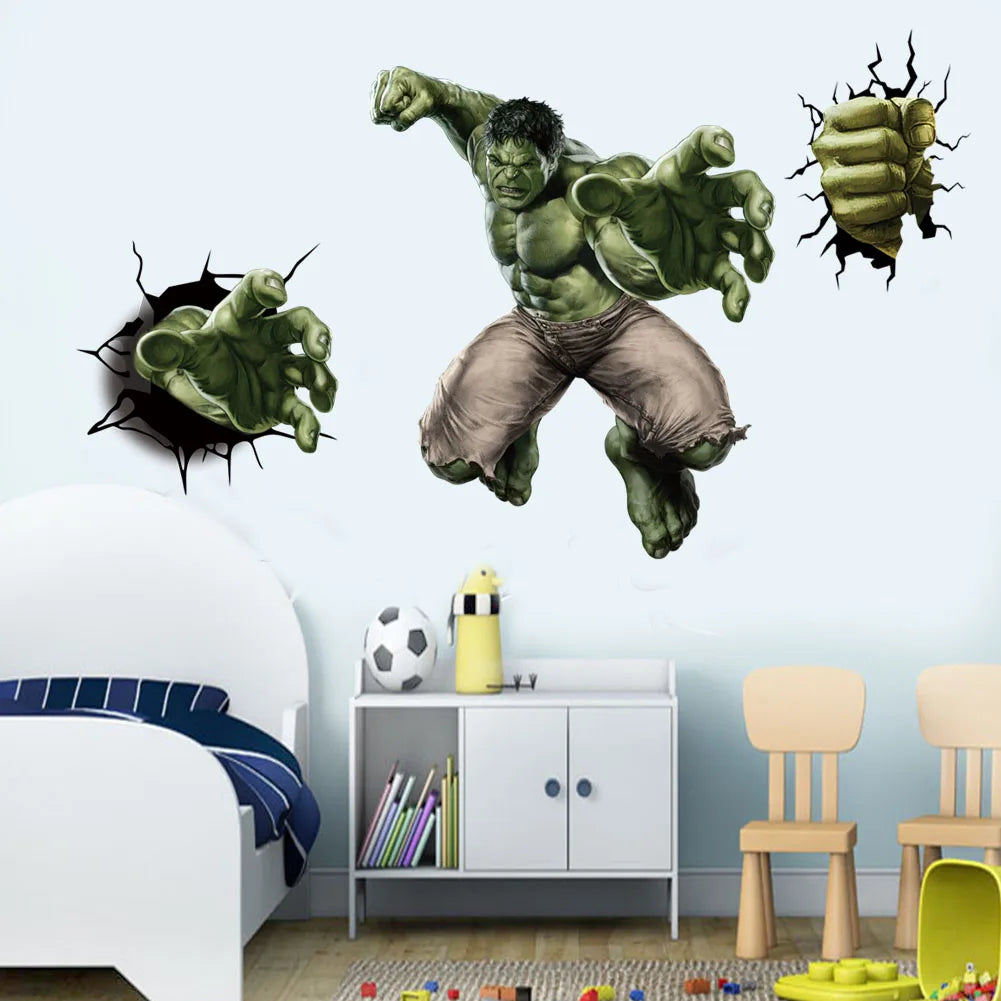Superhero Wall Stickers – Spiderman, Captain America & Hulk PVC Decals