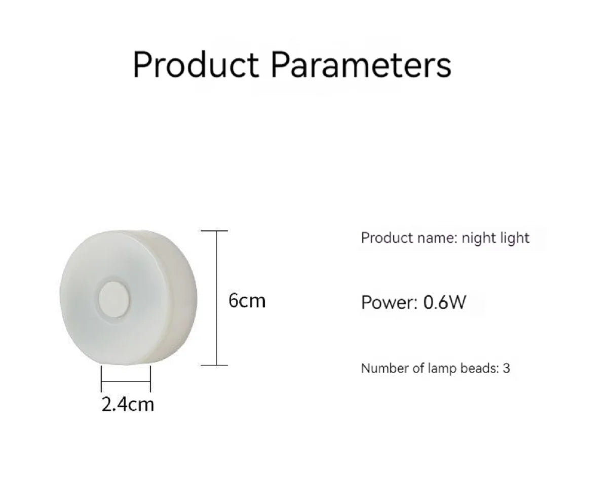 LED Bedside Night Light – 3 Modes, Battery Powered