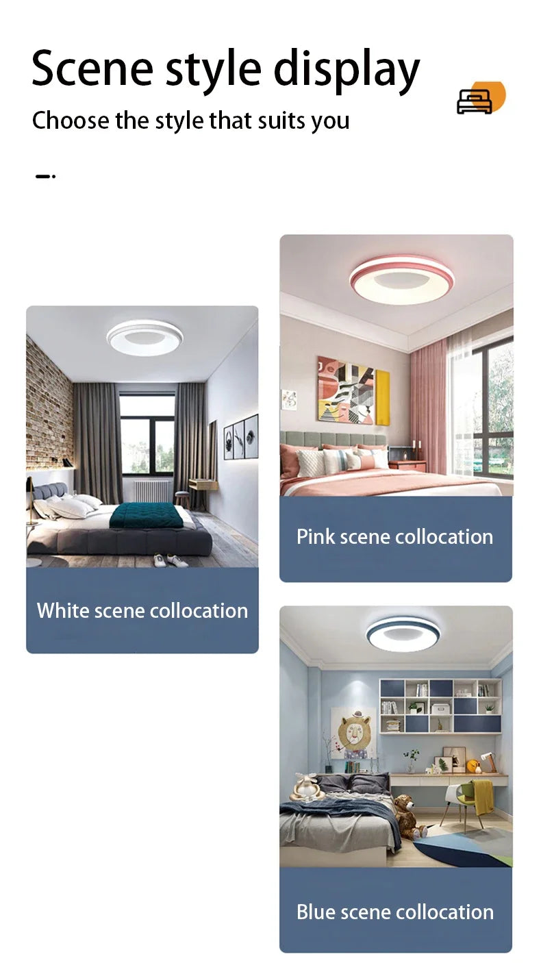 Nordic LED Ceiling Light – Modern Macaron Circular Lamp