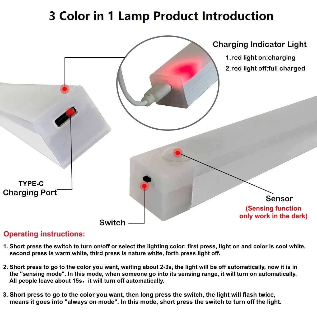 Wireless Rechargeable Motion Sensor LED Bar Light