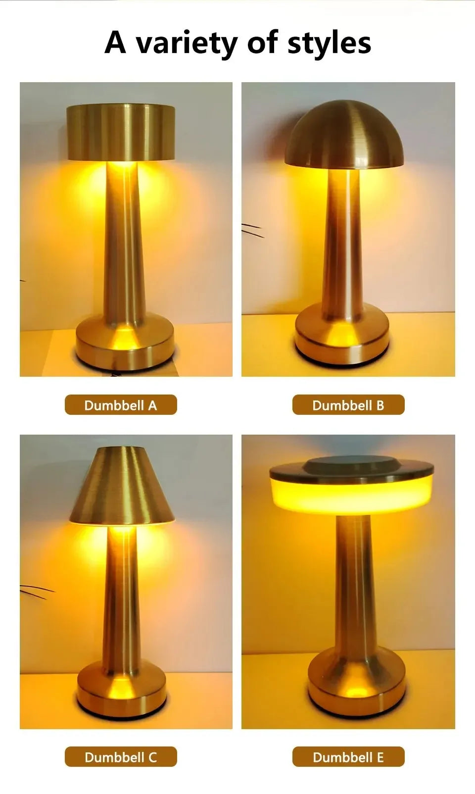 Rechargeable LED Touch Retro Metal Table Lamp