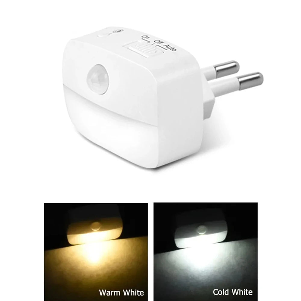 LED Motion Sensor Night Light – EU Plug, 220V Wall Lamp
