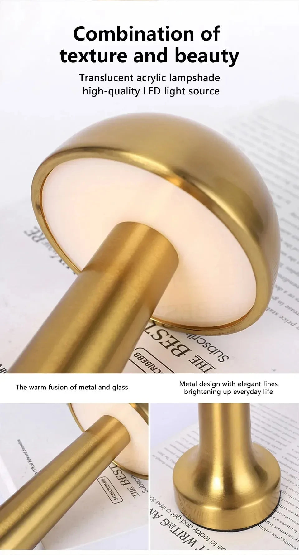 Rechargeable LED Touch Retro Metal Table Lamp