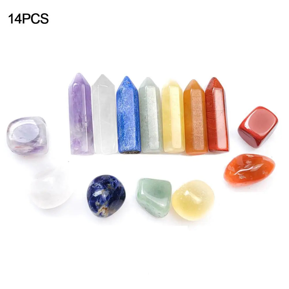 Natural Crystal Gemstone Set – Healing Quartz Chakra Stones with Gift Box