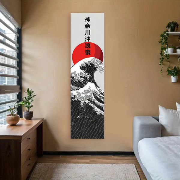 Japanese Ocean Waves Tapestry – Red Sun Wall Hanging