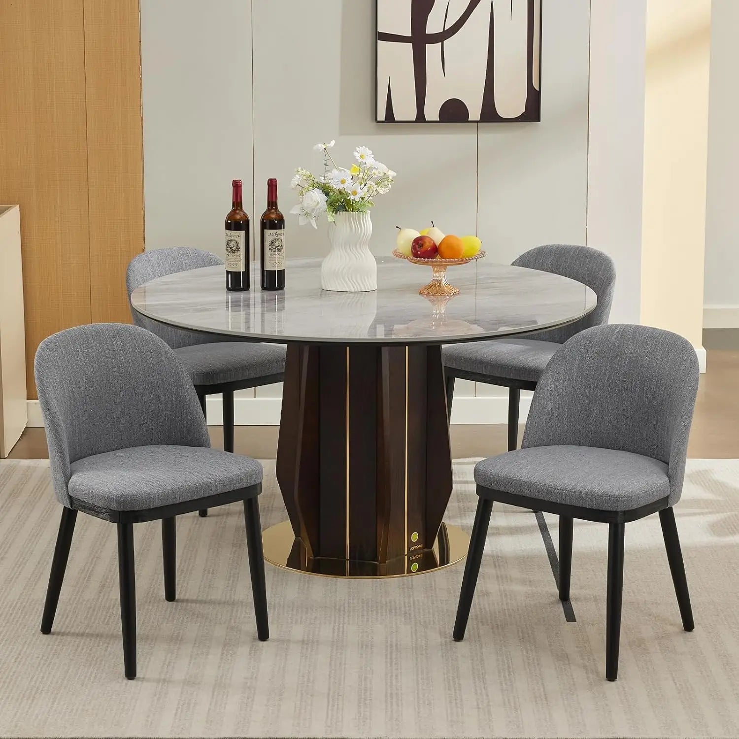 Set of 2 Modern Upholstered High Back Dining Chairs