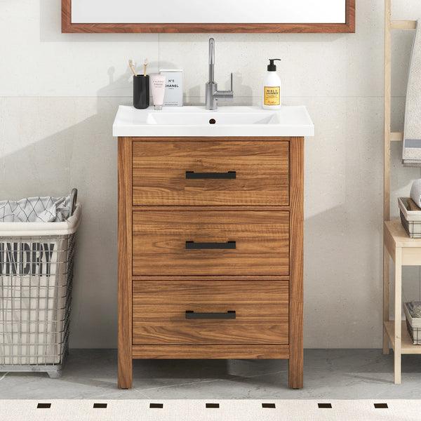 SH.KL 24" Bathroom Vanity with Sink & 3 Drawers