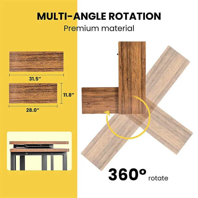3-Tier 360° Rotating Bookcase Side Table with Wheels