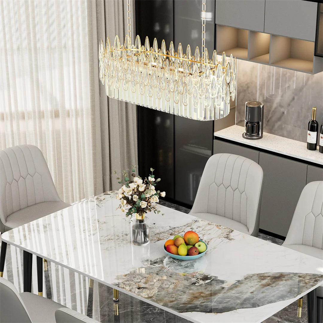 LUVODI Luxury Rectangle Crystal Raindrop Chandelier