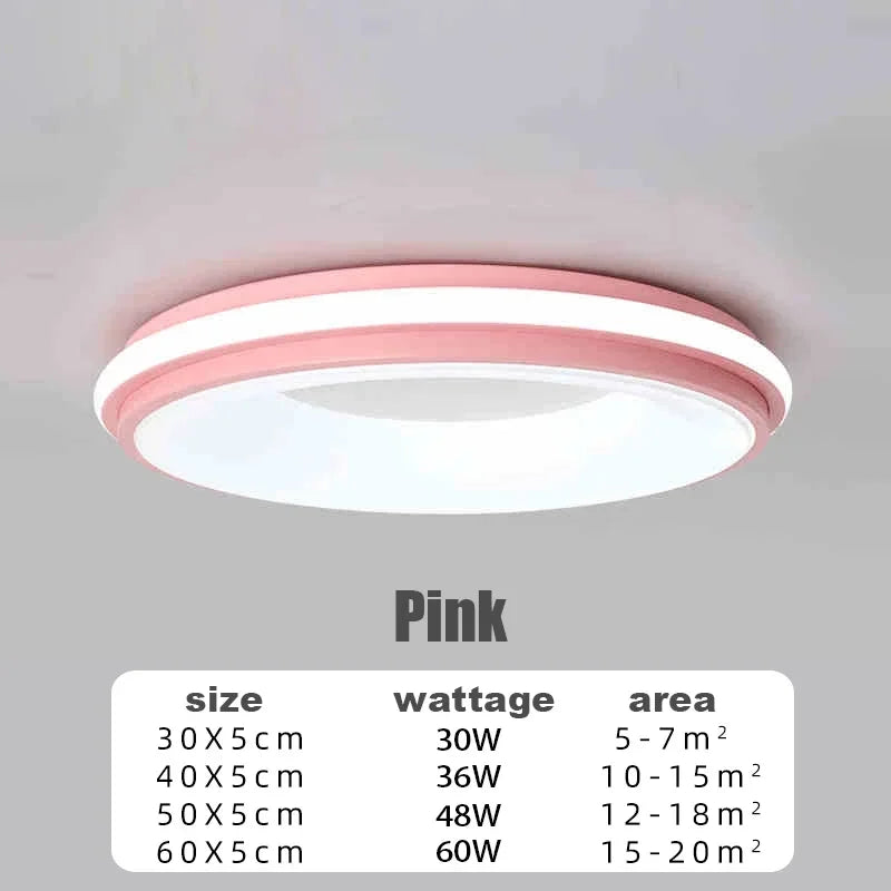 Nordic LED Ceiling Light – Modern Macaron Circular Lamp