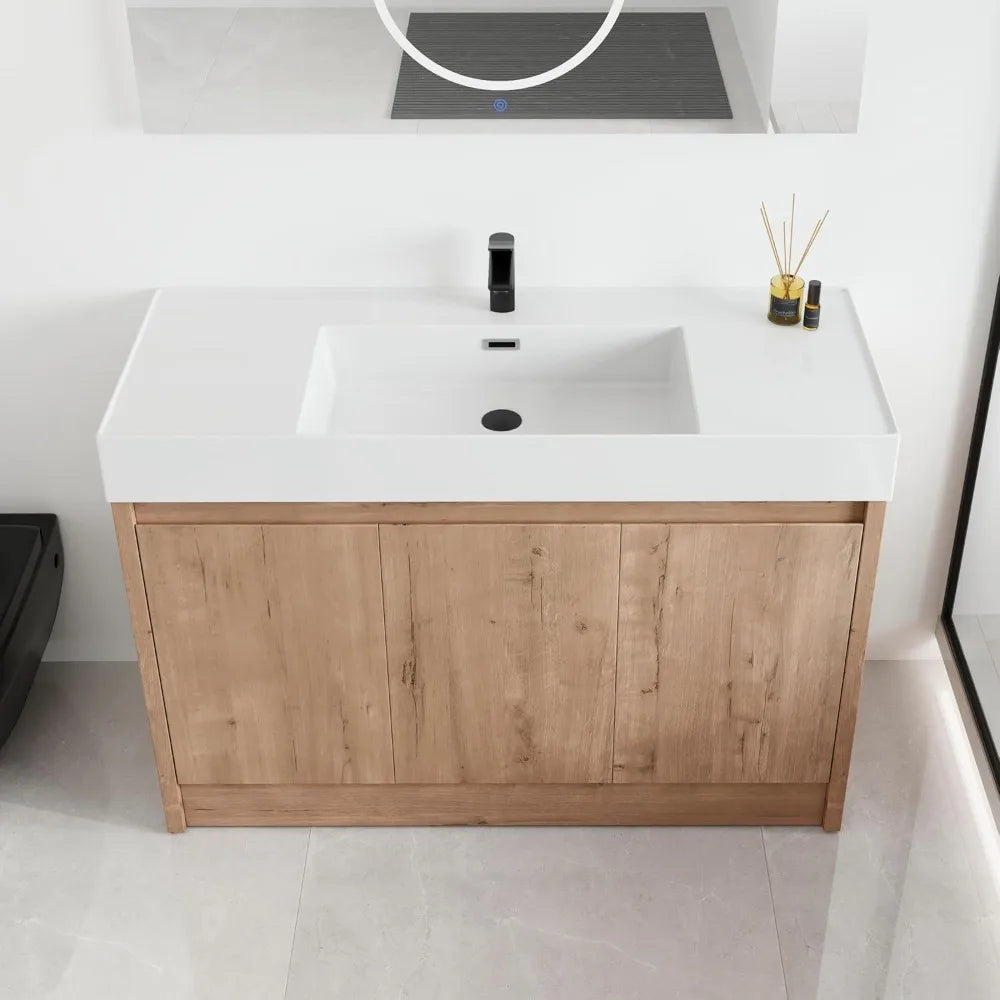48" Freestanding Bathroom Vanity with Single Sink & Cabinet