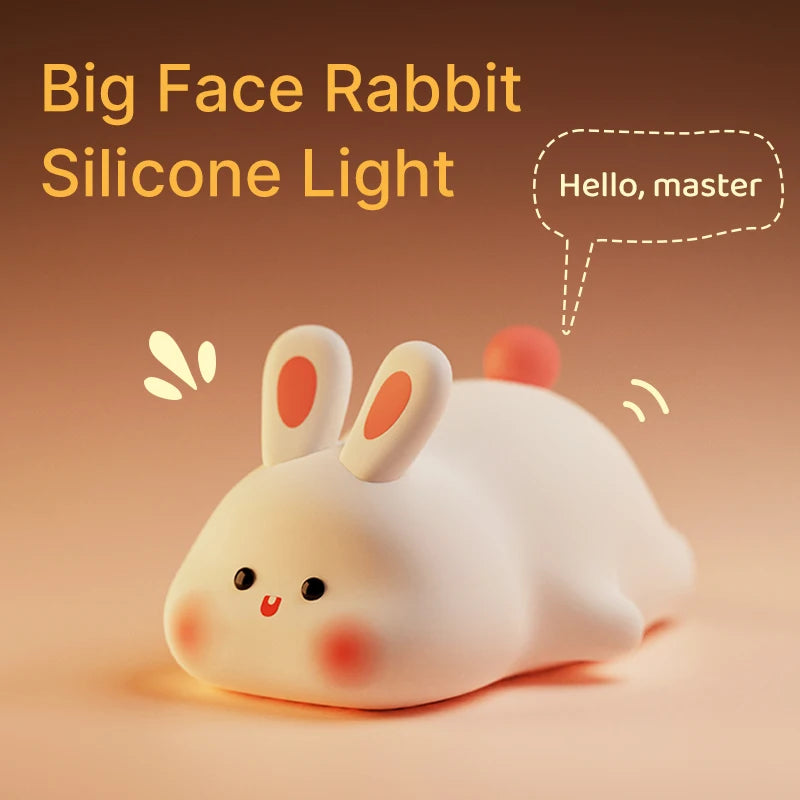 Cute Rabbit Night Light – Soft Silicone, Touch Control