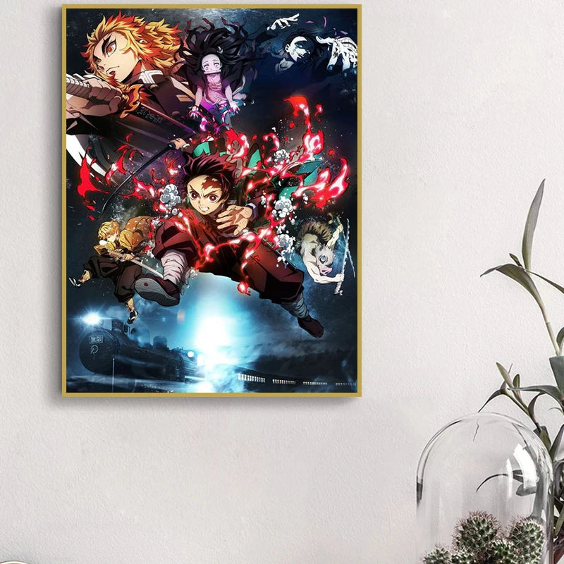 Demon Slayer Anime Canvas Poster – HD Wall Art for Kids