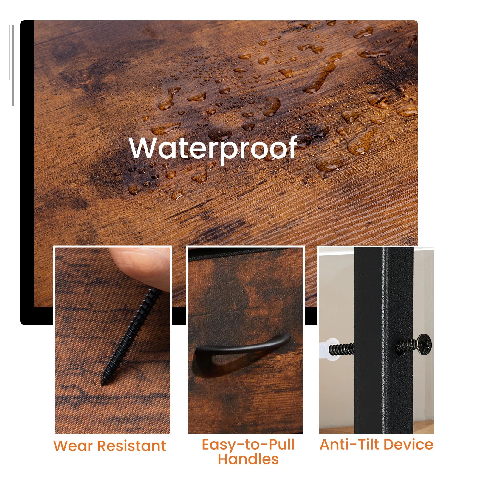 JHK Nightstand with 2 Fabric Drawer Storage Cabinet