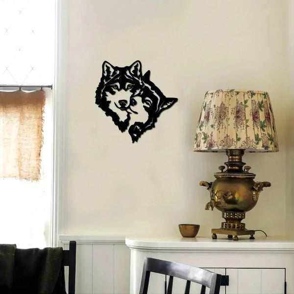 Wolf Mate Black Metal Wall Art – Modern Indoor & Outdoor Sculpture