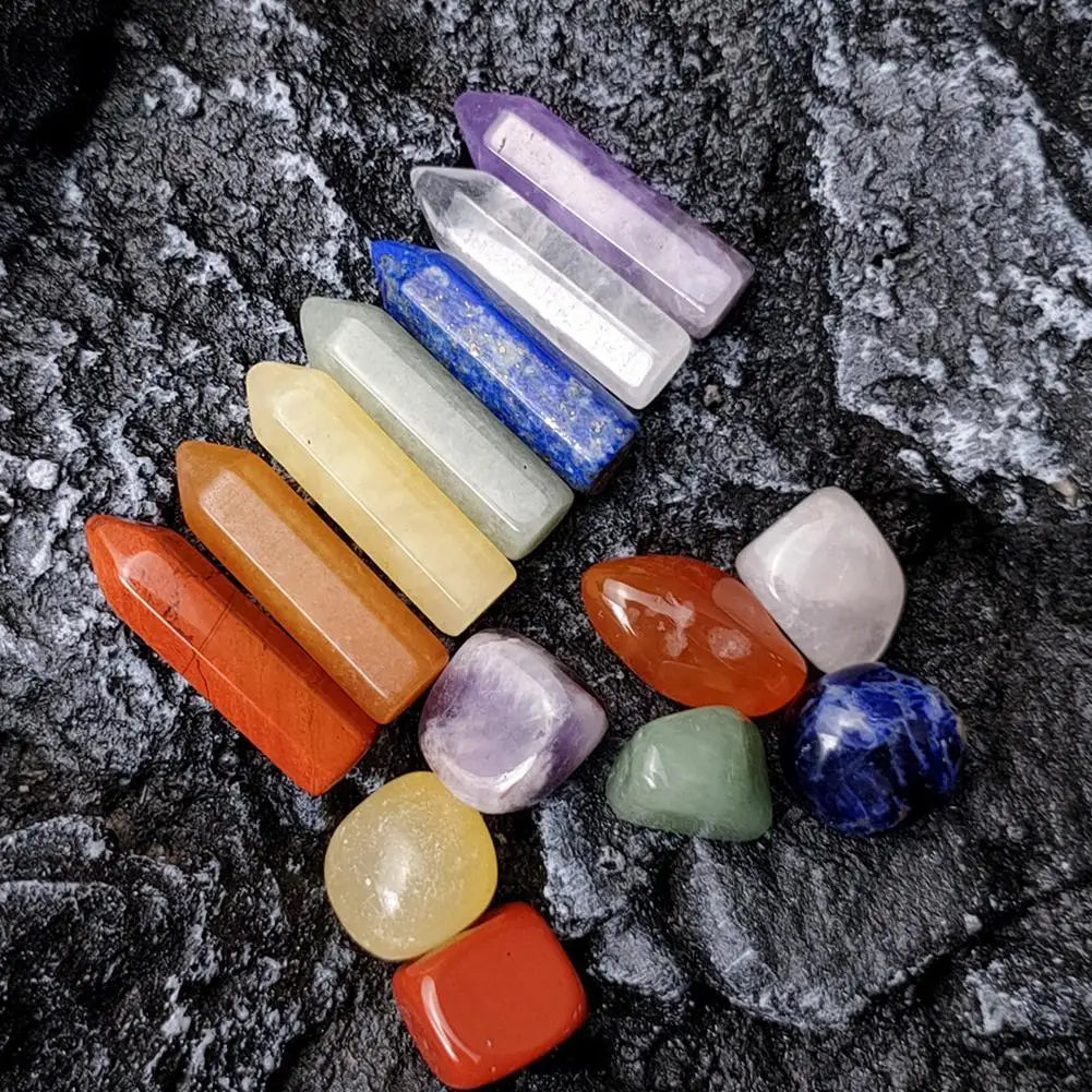 Natural Crystal Gemstone Set – Healing Quartz Chakra Stones with Gift Box