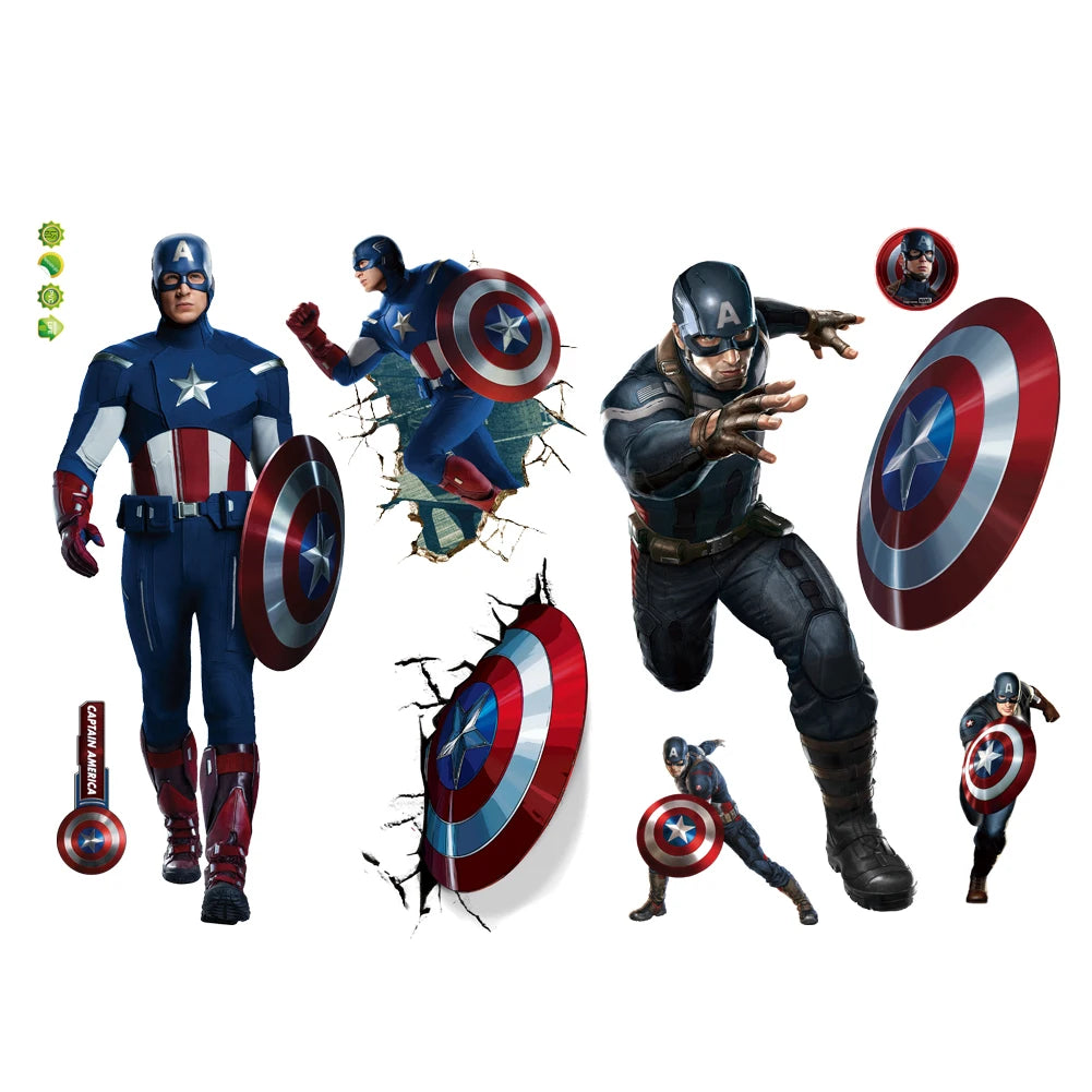 Superhero Wall Stickers – Spiderman, Captain America & Hulk PVC Decals