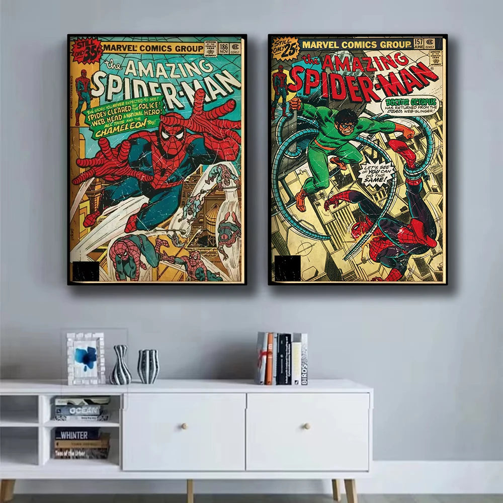 Retro Marvel Spider-Man Wall Art – Superhero Poster for Kids
