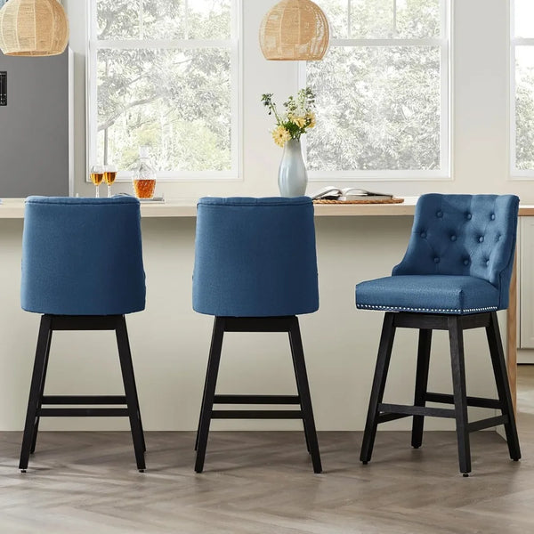Set of 3 Modern 26" Upholstered Swivel Counter Stools