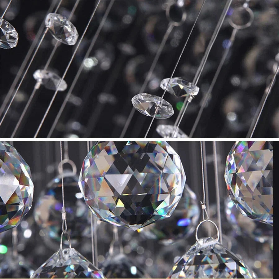 Luxury Crystal Spiral Raindrop LED Chandelier 31.5"