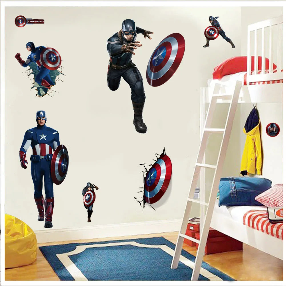 Superhero Wall Stickers – Spiderman, Captain America & Hulk PVC Decals