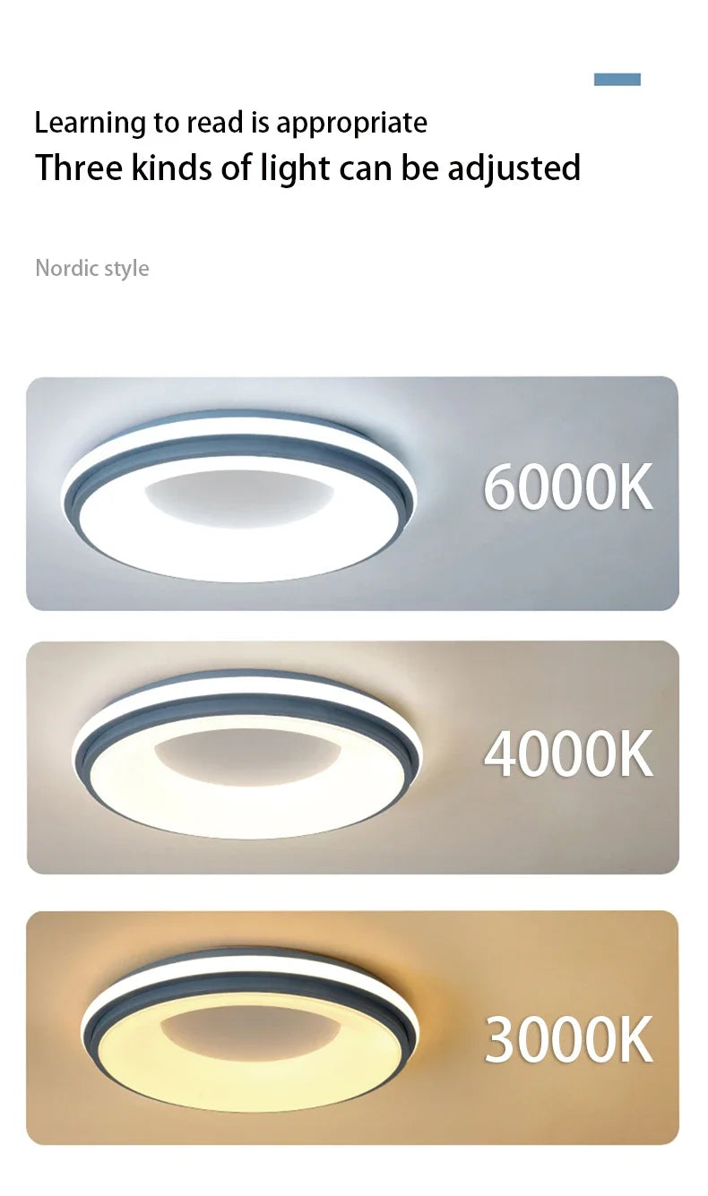 Nordic LED Ceiling Light – Modern Macaron Circular Lamp