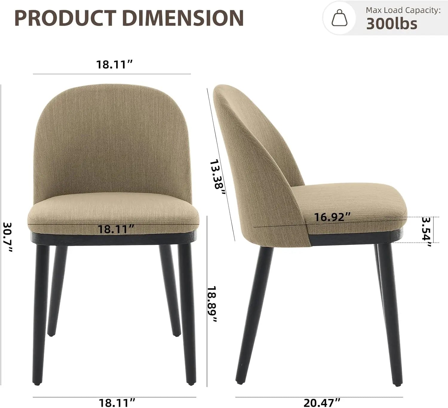 Set of 2 Modern Upholstered High Back Dining Chairs