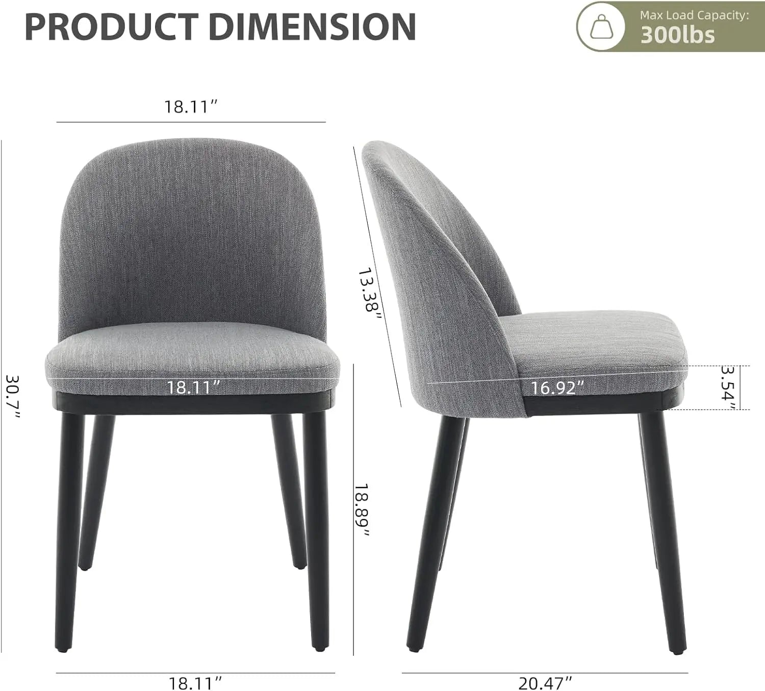 Set of 2 Modern Upholstered High Back Dining Chairs