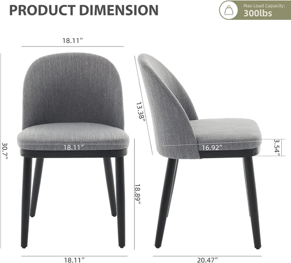 Set of 2 Modern Upholstered High Back Dining Chairs