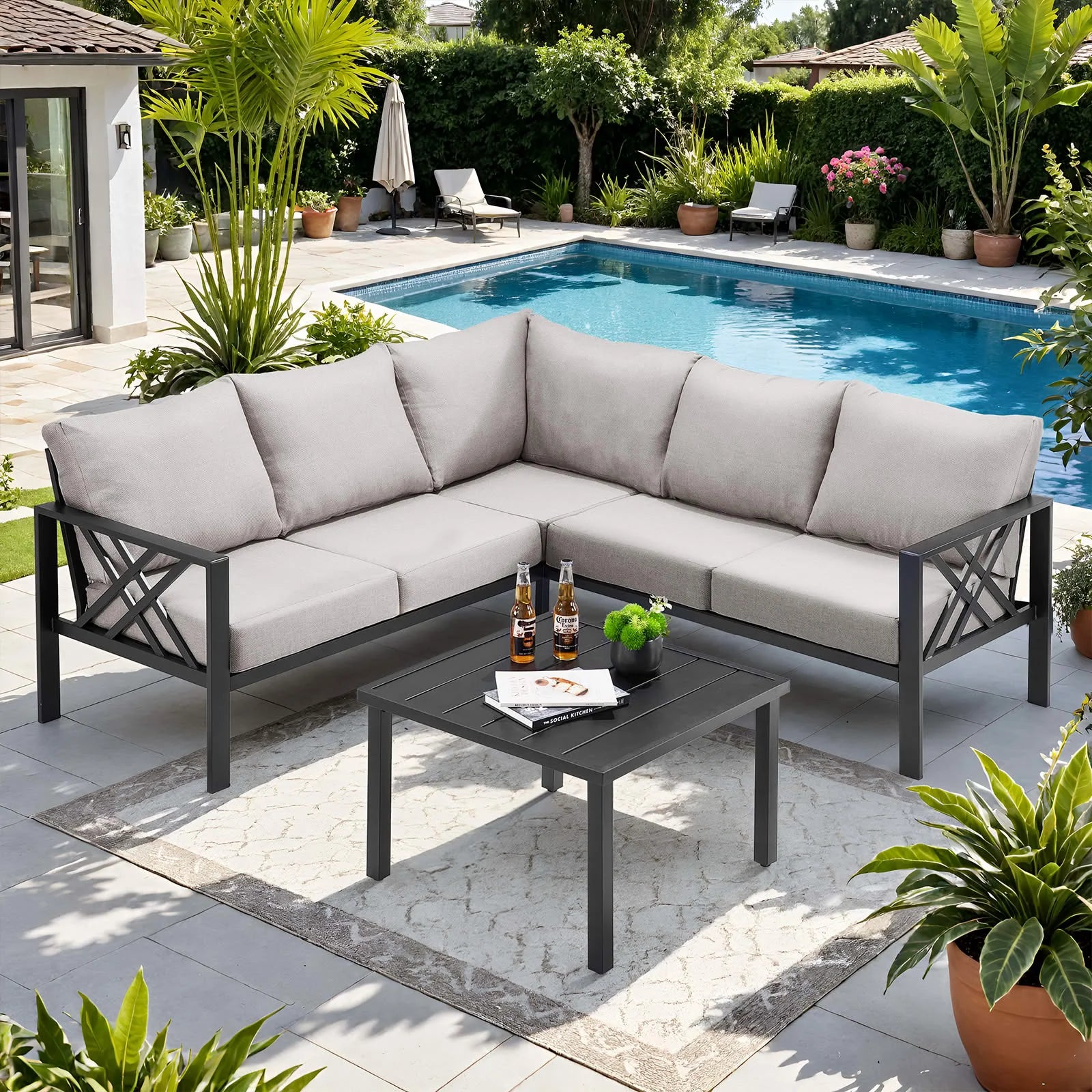 6-Piece Outdoor Patio Furniture Set with Coffee Table